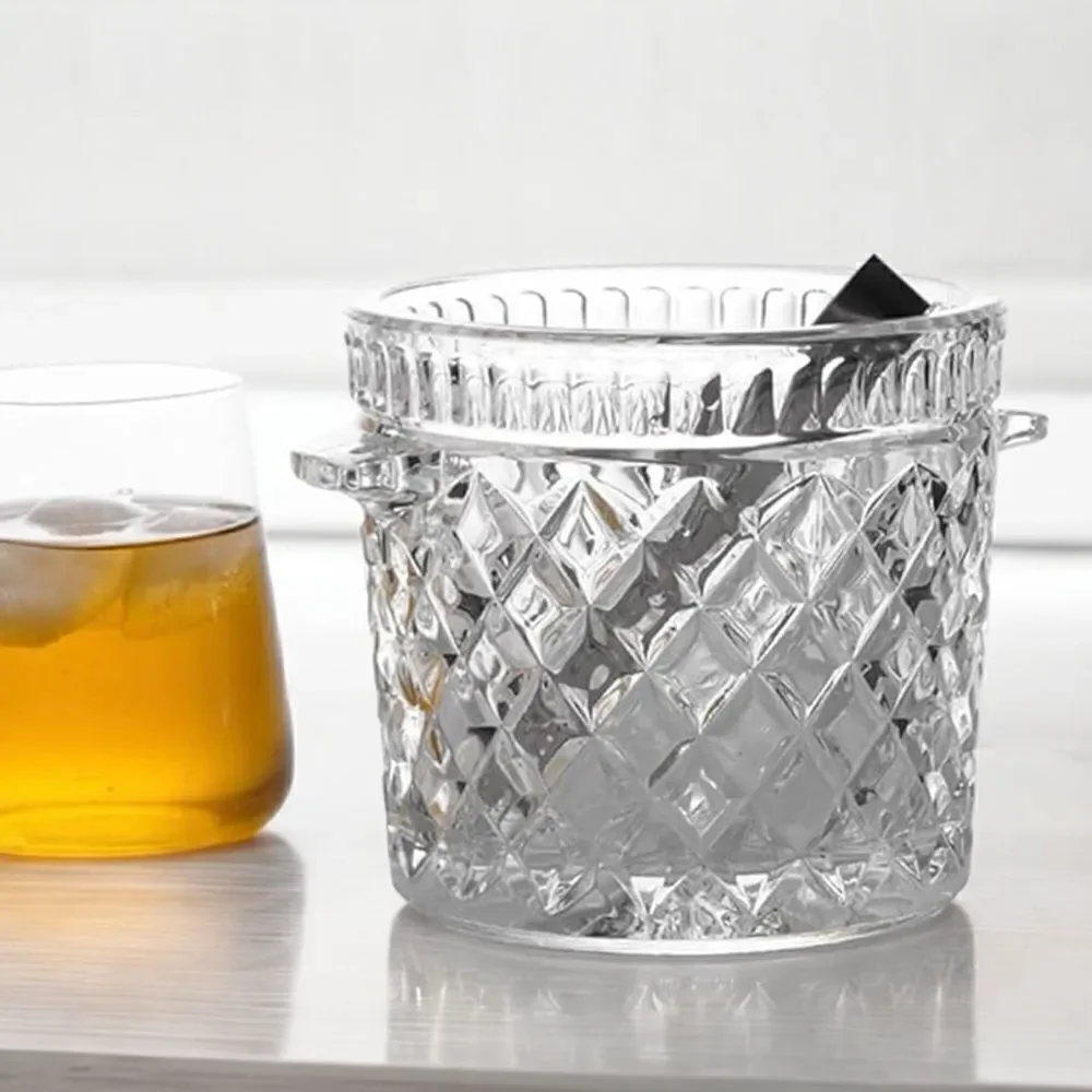 Bohemia Genuine Crystal Criss Cross Diamond Ice Bucket Tab Handles